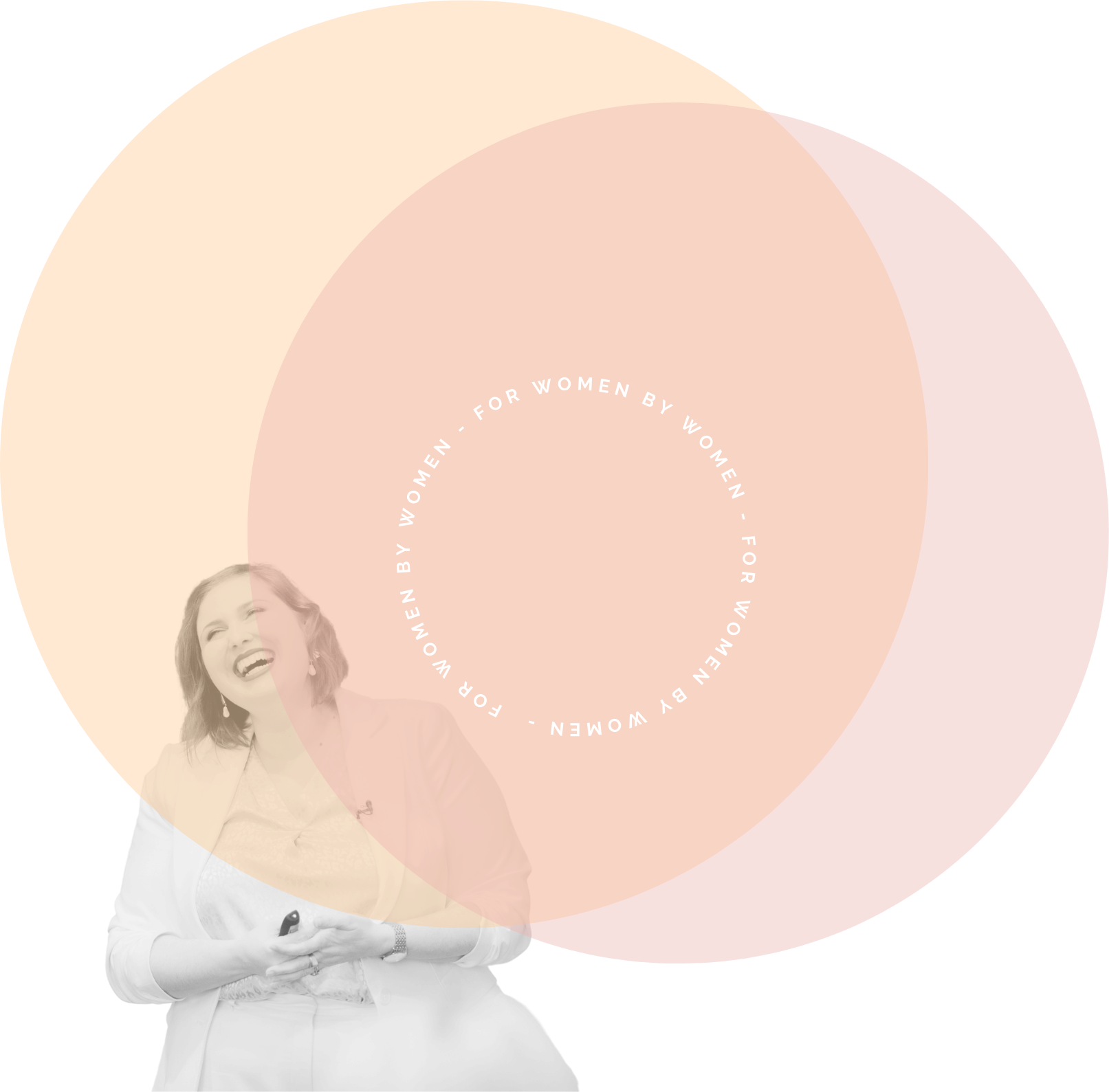 Natalie in orange and pink circles