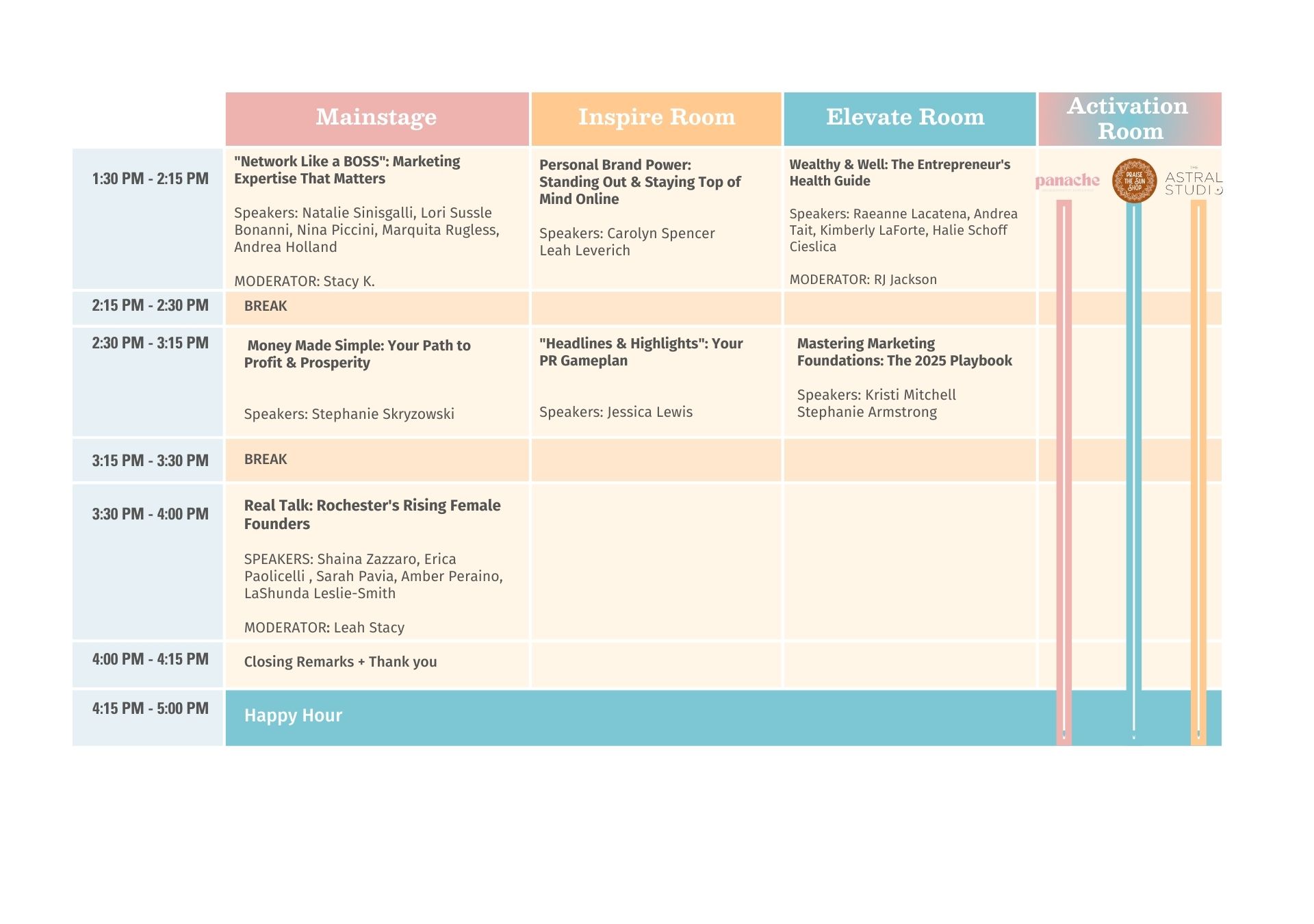 Elevate Women's Business Summit Agenda Day 2